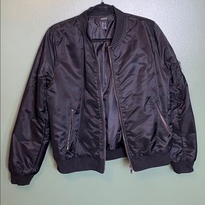 Black Satin Bomber Jacket